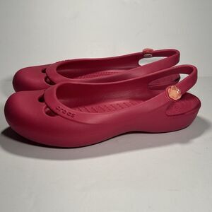 Crocs Jayna Slingback Ballet Flats Womens 6 Pink‎ Raspberry Round Toe Slip On